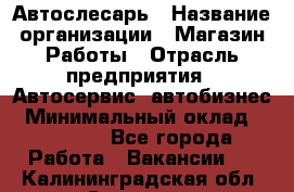 Автослесарь › Название организации ­ Магазин Работы › Отрасль предприятия ­ Автосервис, автобизнес › Минимальный оклад ­ 45 000 - Все города Работа » Вакансии   . Калининградская обл.,Советск г.